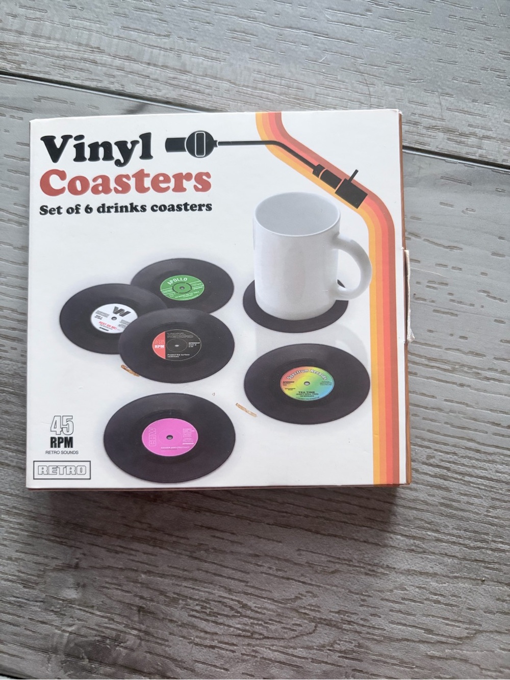 Vinyl Coasters Set of 6 - Retro Black Record Drink Coasters